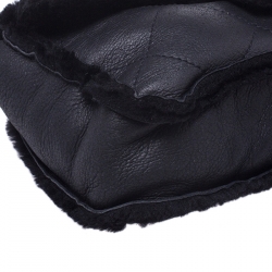مملوكة مسبقًا Chanel Black Leather and Fur Small Classic Single Flap Bag