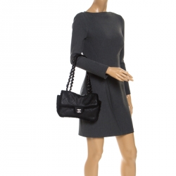 مملوكة مسبقًا Chanel Black Leather and Fur Small Classic Single Flap Bag