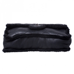مملوكة مسبقًا Chanel Black Leather and Fur Small Classic Single Flap Bag