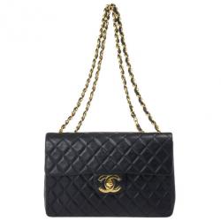 Pre Owned Chanel Vintage Black Jumbo XL Flap Bag