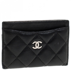 Chanel Black Quilted Caviar Leather Classic Card Holder