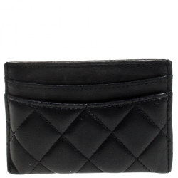 Chanel Black Quilted Caviar Leather Classic Card Holder