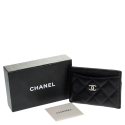 Chanel Black Quilted Caviar Leather Classic Card Holder