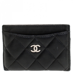 Chanel Black Quilted Caviar Leather Classic Card Holder