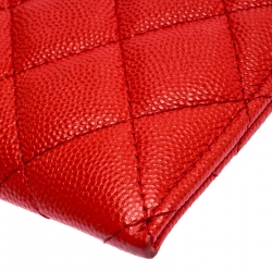 Chanel Orange Quilted Leather Classic Top Zip Wallet