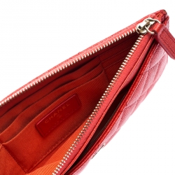 Chanel Orange Quilted Leather Classic Top Zip Wallet