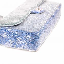 Pre Owned Chanel Blue Sequin Medium Waterfall Sequin Flap Bag
