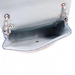 Pre Owned Chanel Blue Sequin Medium Waterfall Sequin Flap Bag