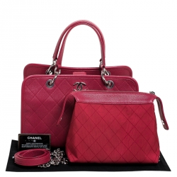 Pre Owned Chanel Red Quilted Leather Riviera Zip Shoulder Bag