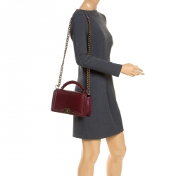 Pre Owned  Chanel Maroon Python Medium Boy Flap Top Handle Bag