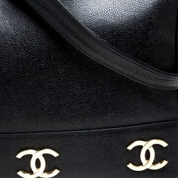 مملوكة مسبقًا حقيبة كتف شانيل جلد أسود فيندج 6 CC بسلسلة