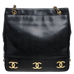 مملوكة مسبقًا حقيبة كتف شانيل جلد أسود فيندج 6 CC بسلسلة