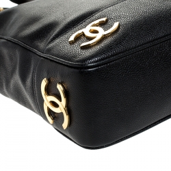 مملوكة مسبقًا حقيبة كتف شانيل جلد أسود فيندج 6 CC بسلسلة