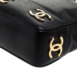 مملوكة مسبقًا حقيبة كتف شانيل جلد أسود فيندج 6 CC بسلسلة