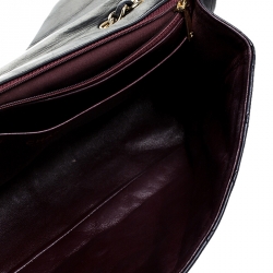 Pre Owned حقيبة شانيل جامبو كلاسيك جلد أسود مبطن بقلاب