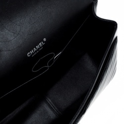 Pre Owned Chanel Black Chevron Caviar Leather Jumbo Classic Double Flap Bag