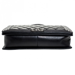 Pre Owned حقيبة شانيل لارج قلاب بوي جلد خروف مبطن أسود