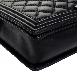 Pre Owned حقيبة شانيل لارج قلاب بوي جلد خروف مبطن أسود