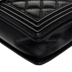 Pre Owned حقيبة شانيل لارج قلاب بوي جلد خروف مبطن أسود