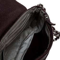 مملوكة مسبقًا Chanel Maroon Caviar Leather Half Moon Wallet On Chain