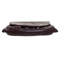 مملوكة مسبقًا Chanel Maroon Caviar Leather Half Moon Wallet On Chain