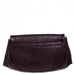 مملوكة مسبقًا Chanel Maroon Caviar Leather Half Moon Wallet On Chain