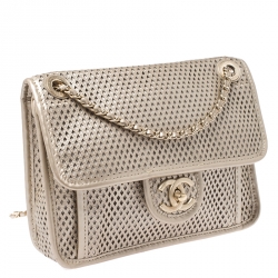 Pre Owned Chanel Beige Perforated Leather Up in The Air Flap Bag