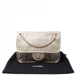 Pre Owned Chanel Beige Perforated Leather Up in The Air Flap Bag
