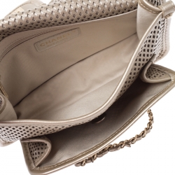 Pre Owned Chanel Beige Perforated Leather Up in The Air Flap Bag