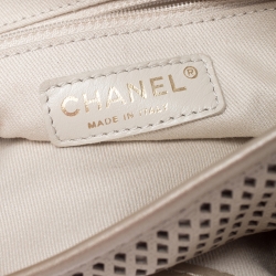 Pre Owned Chanel Beige Perforated Leather Up in The Air Flap Bag