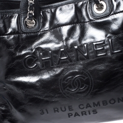 Pre Owned Chanel Black Leather Large Deauville Tote