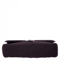 Pre Owned Chanel Burgundy Quilted Jersey Flap Shoulder Bag