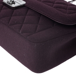 Pre Owned Chanel Burgundy Quilted Jersey Flap Shoulder Bag
