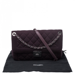 Pre Owned Chanel Burgundy Quilted Jersey Flap Shoulder Bag