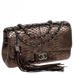 Chanel Metallic Python Tassel Flap Bag