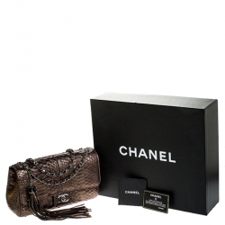 Chanel Metallic Python Tassel Flap Bag