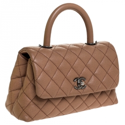 Pre Owned Chanel Brown Caviar Leather Mini Coco Top Handle Bag