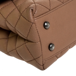 Pre Owned Chanel Brown Caviar Leather Mini Coco Top Handle Bag