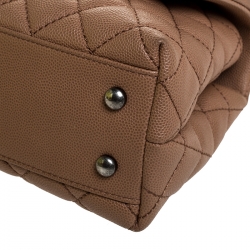 Pre Owned Chanel Brown Caviar Leather Mini Coco Top Handle Bag