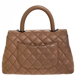 Pre Owned Chanel Brown Caviar Leather Mini Coco Top Handle Bag