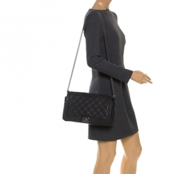 Pre Owned Chanel Black Quilted Leather Elegant CC Flap Bag