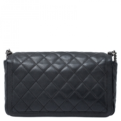 Pre Owned Chanel Black Quilted Leather Elegant CC Flap Bag