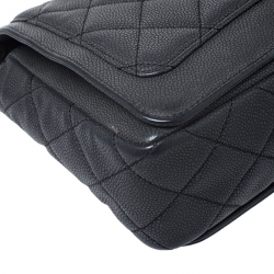Pre Owned Chanel Black Quilted Leather Elegant CC Flap Bag