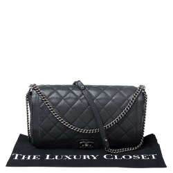 Pre Owned Chanel Black Quilted Leather Elegant CC Flap Bag