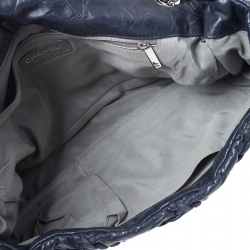 Pre Owned Chanel Navy Blue Quilted Leather Wild Stitch Flap Bag