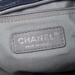 Pre Owned Chanel Navy Blue Quilted Leather Wild Stitch Flap Bag