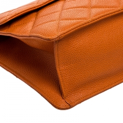 Chanel Orange Quilted Caviar Leather Retro Class Shoulder Bag