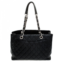 مملوكة مسبقًا Chanel Black Quilted Caviar Leather Grand Shopping Tote