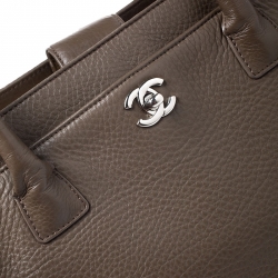Chanel Khaki Leather XL Cerf Executive Shopper Tote