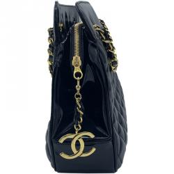 Chanel Black Lambskin Quilted Leather Chain Shoulder Bag